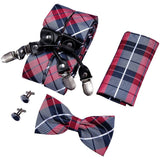 lasanderss.store Gris Nœud papillon Bretelles pochette et une paire boutons de manchette