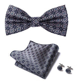 lasanderss.store Gris Nœud Papillon carré de poche assortie bouton de manchette