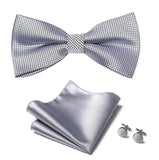 lasanderss.store Gris Nœud Papillon carré de poche assortie bouton de manchette