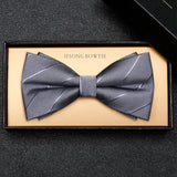 lasanderss.store Gris Nœud papillon Gris double couche pour hommes