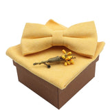 lasanderss.store Jaune-A Nœud papillon Jaune en coton avec broche et pochette