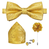 lasanderss.store Jaune Belle ensemble nœud papillon broche pochette bouton