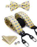 lasanderss.store Jaune/Bleu bretelles noeud papillon et pochette