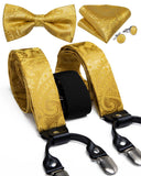 lasanderss.store Jaune Bretelles 6 Clips nœud papillon et pochette