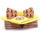 lasanderss.store Jaune Coffret nœud papillon pochette et une paire de boutons de manchette