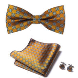 lasanderss.store Jaune Cravate Pochette Nœud Papillon en soie