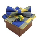 lasanderss.store Jaune-D Nœud papillon Jaune en coton avec broche et pochette