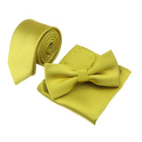 lasanderss.store Jaune Ensemble Cravate slim Nœud papillon et pochette