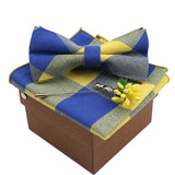 lasanderss.store Jaune-F Nœud papillon Jaune en coton avec broche et pochette