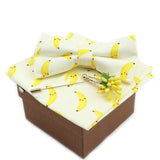 lasanderss.store Jaune-G Nœud papillon Jaune en coton avec broche et pochette