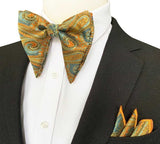 lasanderss.store Jaune Grand nœud papillon avec pochette pour homme