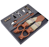 lasanderss.store khaki bretelles 6 Clips en alliage de cuir pour hommes