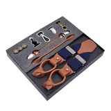 lasanderss.store Marine bretelles 6 Clips en alliage de cuir pour hommes