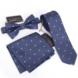 lasanderss.store Marine cravate fine avec nœud papillon mouchoir carré