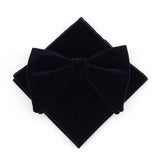 lasanderss.store Marine Gros nœud papillon Velours et pochette pour hommes