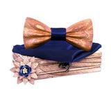 lasanderss.store Marine Nœud papillon en bois et mouchoir de poche