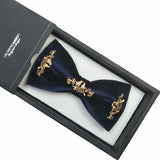 lasanderss.store Marine Nœud papillon velours luxe en métal doré pour hommes