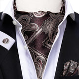 lasanderss.store Marron Ascot cravate en soie pour homme