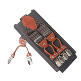 lasanderss.store Marron Bretelles en cuir marron Vintage, 6 Clips