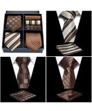 lasanderss.store Marron Ensemble cravates poches carrées pour hommes
