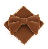 lasanderss.store Marron Grand nœud papillon et pochette en velours pour hommes