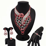 lasanderss.store Model-1 Ensemble de Collier-Boucles d’oreilles Bague Bracelet pour femme