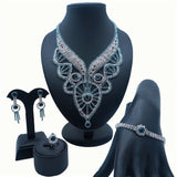 lasanderss.store Model-2 Ensemble de Collier-Boucles d’oreilles Bague Bracelet pour femme