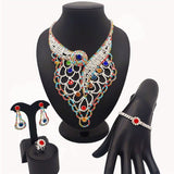 lasanderss.store Model-4 Ensemble de Collier-Boucles d’oreilles Bague Bracelet pour femme