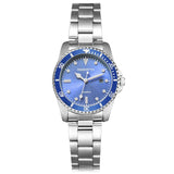 lasanderss.store Montre Bleu Montre femme argentée cadran rond bracelet en acier inoxydable