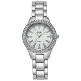 lasanderss.store Montre femme Argent Montre à Quartz cadran rond pour femmes bracelet alliage