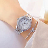 lasanderss.store Montre femme Argenté Montre à Quartz cadran rond pour femmes bracelet alliage