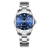 lasanderss.store Montre femme Bleu Montre femme Mouvement À Quartz Bracelet en acier inoxydable