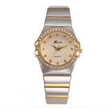lasanderss.store Montre femme Jaune Montre Femme dorée à strass fashion