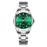 lasanderss.store Montre femme Vert Montre femme Mouvement À Quartz Bracelet en acier inoxydable
