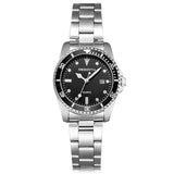 lasanderss.store Montre Noir Montre femme argentée cadran rond bracelet en acier inoxydable