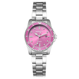 lasanderss.store Montre Rose Montre femme argentée cadran rond bracelet en acier inoxydable
