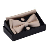 Nœud papillon et poche boutons de manchette carrés ensemble avec boîte-cadeau