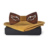 lasanderss.store nœud papillon en bois poche carré de costumes pour homme