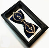 lasanderss.store nœud papillon en soie Nœud papillon Bleu en soie décor métal dore