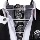 lasanderss.store Noir Ascot cravate en soie pour homme