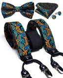 lasanderss.store Noir/Bleu Bretelles 6 Clips nœud papillon pochette pour homme