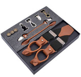 lasanderss.store Noir bretelles 6 Clips en alliage de cuir pour hommes