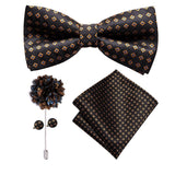 lasanderss.store Noir Broche Pochette nœud papillon en soie pour mariage 4 Pcs