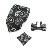 lasanderss.store Noir Cravate avec poche et nœud Papillon pour homme a motif Floral stylé