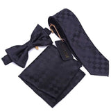 lasanderss.store Noir cravate fine avec nœud papillon mouchoir carré