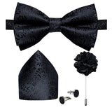 lasanderss.store Noir Ensemble nœud papillon broche pochette  boutons de manchette