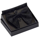 lasanderss.store Noir Grand nœud papillon boutons de manchette avec poche carrés