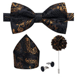 lasanderss.store Noir/Or Ensemble nœud papillon broche pochette  boutons de manchette