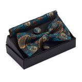 lasanderss.store Or/Bleu Cravate papillon mouchoir boutons de manchette mode hommes