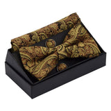 lasanderss.store Or Cravate papillon mouchoir boutons de manchette mode hommes